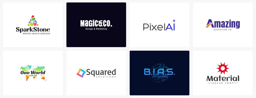 Exemplos de logomarcas criadas com inteligência artificial pelo Logoai