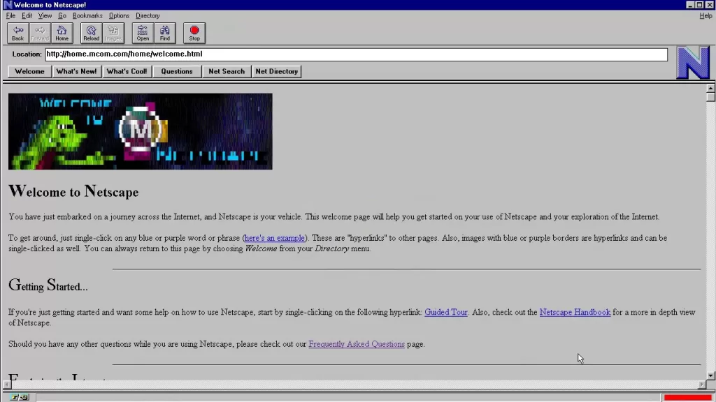 Captura de tela do Netscape Navigator 1 - Um dos primeiros navegadores a desbravar o início da internet