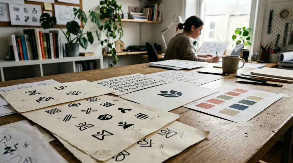 Criação de identidade visual com ícones personalizados para marca profissional