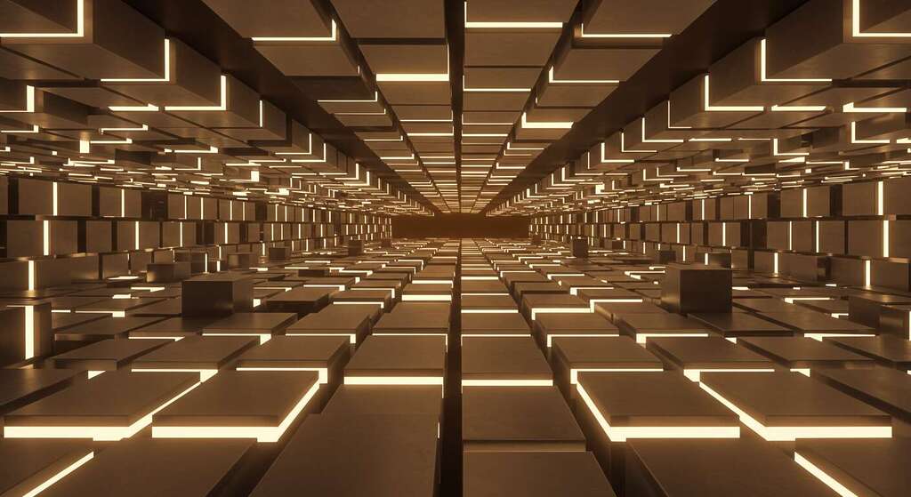 Cubos alinhados simbolizando consistência na identidade visual, fortalecendo confiança da marca para pequenas empresas e startups