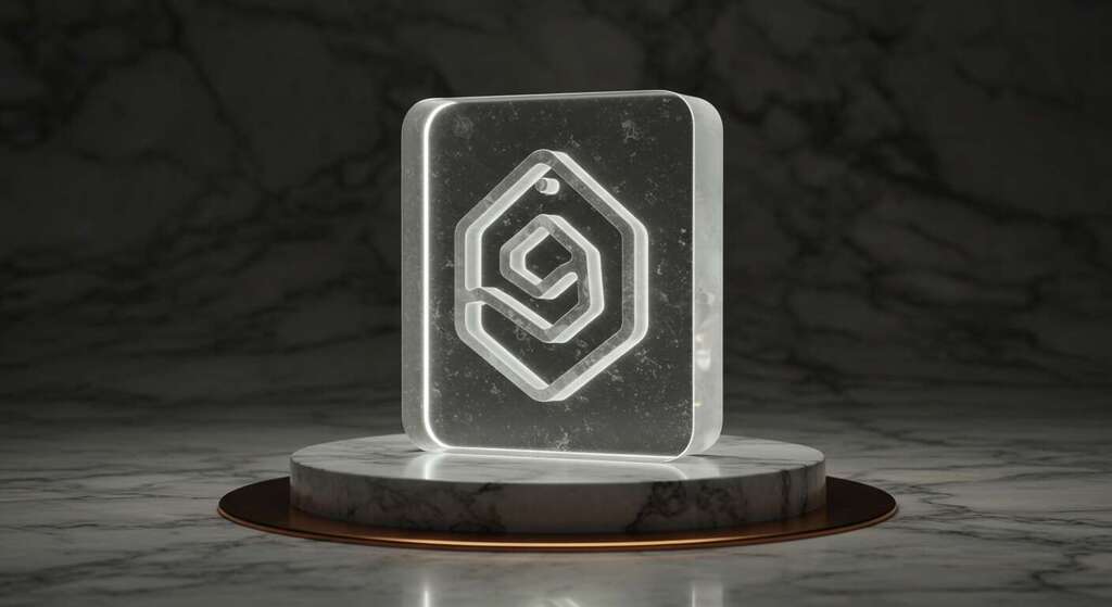 Logo em cristal iluminado simbolizando criação de marca memorável, conceito de branding profissional para startups e pequenas empresas