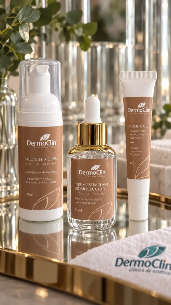 Embalagens conceituais de cosméticos com identidade visual DermoClin